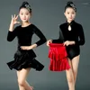 Scene Wear Children's Latin Dance Kirt Performance Dress Split Girl Spring och Autumn Two Piece Set