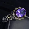 Bransolety Ruzzallati Vintage Tail Natural Amethyst Pusta Filigree Violet Groch Bransoletka dla kobiet Sier Kolor Jewelry