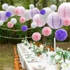 15pcs sirène fête décor rose violet blanc papier fleurs pompons boules et lanternes en papier pour mariage anniversaire mariée bébé Showe268u