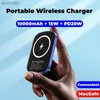 Cell Phone Power Banks Mini Powerbank 10000mAh 15W Magnetic Wireless Fast Charger Magsafe Power Bank Phone External Battery Pack For iPhone 12 13 14 15L240111