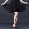 Stage Wear Adult 2024 Dance Skirt Performance Milk Fiber Tassel Splicing Midi- Solid Color Women Square Latin