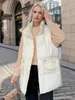 Damesvesten 2024 Herfst Winter Lange Donzen Katoenen Jas Vest Casual Effen Rits Losse Mouwloze Dikke Warme Jassen Jas Vest