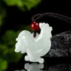 Pendants Retro Natural Ice Green Jadeite Carved Vivid Cock Lucky Pendant Amulet Necklace Certificate Luxury Jade Vintage Gift Jewelry