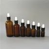 Storage Bottles 5/10/15/20/30/50/100ml Reusable Brown Essential Oil Bottle White Rubber Head Dropper Cover Black Cap Glass Cosmetic