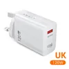 US AU UK Eu 120W Quick Charge 3.0 Snelle telefoonoplader USB-muuradapter met USB-kabel Type-C oplaadkabel voor Samsung Huawei Xiaomi iphone 15 pro max