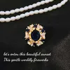 Zestawy hoyon barokowy w stylu Pearl Naszyjnik francuski 2 karatowe szafirowe szafirowe kolczyki Diamentowe 18 -krotne złotą pierścień