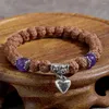 Strand YUOKIAA Vintage Classique Naturel Bodhi Violet Cristal Perlé Amour Charme Bracelet Méditation Yoga Esprit Bouddha Bijoux Cadeau