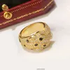 Klassischer Luxus-Schmuck-Ring aus 925er-Sterlingsilber mit vollem Diamant und geflecktem Leopardenkopf für Damen, High-End-Modemarke, Party-Geschenk