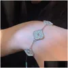 سلسلة 2023 العلامة التجارية Classic Crystal Chain Bracelet Charm Frasnerable Fourleaf Grass Fl Diamond Womens Womens High Juchnited Drop Drop Drop