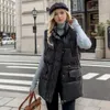 Damesvesten 2024 Herfst Winter Lange Donzen Katoenen Jas Vest Casual Effen Rits Losse Mouwloze Dikke Warme Jassen Jas Vest