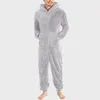 Vêtements de nuit pour femmes en stock Pyjamas de combinaison en peluche thermique à fermeture éclair pour hommes