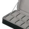 Proteable 12 Slots Watch Box Storage Case With Zipper Multifunktionella armband Klockor Display Kista Klockor Holder Kista Gray C227R