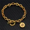 Inledande charmarmband gyllene 14k gult guld 26 bokstäver alfabetarmband för kvinnor flickor nya modesmycken