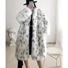 Wepbel casacos de pele falsa lapela grande trincheira luxo casaco de pele falsa moda feminina sem cinto de pele manga completa inverno jaquetas de pele grossa 240111