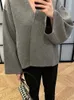 Grey Loose Single Breasted Womens Coat Fashion Long Sleeve Cropped Jacket Coats Casual Autumn Winter Office Lady 240110