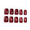 Künstliche Nägel, 30 Stück, glitzernd, rot, künstlicher Nagelstil, vollständiger Bezug, abnehmbar, Squoval für Salon-Experten und naive Frauen