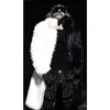 Wepbel svartvita gotiska jackor kappa överrock vinter menskläder imitation päls lång dike kappa män trendiga pälsjackor 240110