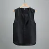 Men's Vests 2024 Thin Button Casual Solid Color Loose Large Youth Top Vest Sleeveless Vintage Washed Tank