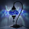 Lot de 10 lampes de table en mosaïque turque faites à la main – Veilleuse marocaine col de cygne avec ampoule LED, lampe de chevet en verre pour décoration d'intérieur unique