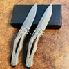 S7201 Small Flipper Folding Knife D2 Stone Wash Tanto Blade Stainless Steel Handle Ball Bearing Fast Open Folder EDC Pocket Knives MY