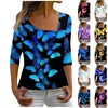 Camisetas para mujer, camiseta de manga larga con estampado de mariposa y cuello Diagonal, blusa Vintage informal holgada a la moda para verano 2024