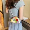 LEFTSIDE Y2K Style Flower Design Mini Crossbody Bags for Women Fashion Luxury Brand Beaded Shell Bag Handbags and Purses 240111