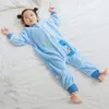 Michley Blue Dinosaur Flannel Kudła Śpiwała Zimowa odzież snu Słodka kreskówka Bodysuit Sleepsack Pikamas with Feet Boys Girl 240111