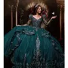 Szmaragdowa zielona sukienka Quinceanera Koraliki z długim rękawem Aplikacje Warstwowy księżniczka suknia balowa słodka 16 sukienka vestido de 15
