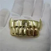 힙합 치아 Grillz 14K Real Gold Plated Punk 상단 하단 치과 용 그릴 세트 은색 탈착식 뱀파이어 그릴 남성 남성 할로윈 랩퍼 의상 보석 액세서리