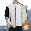 Cor combinando gola alta terno de beisebol versão coreana mais veludo casacos quentes queda fina à prova de vento jaqueta de inverno masculino 240111