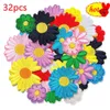 32pcs Daisy Iron on Patches Lot for Clothes Small Flower Stripe Fabric Sew Designer Bulk Mix Pack Embroidery Cute Thermoadhesive