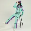 2024 Kvinnors skiddräkt Snowsuit Sport Women Ski Set Waterproof Hooded Woman Snowboard Jumpsuit bergskläder totalt 240111