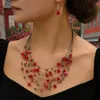 Hanger Kettingen Ketting Oorbellen Set Overdreven Boheemse Etnische Stijl Oorbel Kunstmatige Kralen Meerlaagse Sieraden Voor Vrouwen