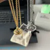 2024designer Western Empress Dowagernecklace 소형 토성 6mm 투명 구슬 목걸이 여성 클래식 한 행성 ORB UFO 쇄골 체인