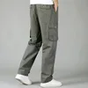 Pantalon Cargo en coton pour hommes, ample et décontracté, mode couleur unie, jogging multi-poches, marque militaire, taille 6XL, 240111