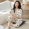 Frauen Nachtwäsche Baumwolle Pyjamas Set 2 Stück Frühling Sommer Nachtwäsche Weibliche Mädchen Kimono Hause Kleidung Ropa De Dormir Femini