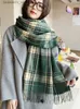 Écharpes Nouveau Imitation Cachemire Femmes Dames Écharpe D'hiver Preppy Style Plaid Gland Écharpe Pashmina Mujer Foulard Bufanda Longue Wrap Châle Q240111