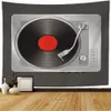 Retro Music Tapestry Vintage Vinyl Record Player Classical Culture Tapestry Wall Hanging for Living Room Bedroom Dorm Home Decor 240110
