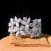 2024 New Arrival Sparkling Jewelry Sterling Sier Marquise Cut Moissanite Diamond Party Women Wedding Leaf Band Ring Gift