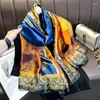 Scarves 2024 Women Fashion Foulard Designer Scarf Soft Silk Feel Luxe Flower Shawl Dual-use Thin Four Seasons OEM Wholesale