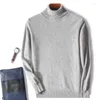 Herrtröjor Autumn och vinter Casual High Flip Collar Pure Wool Thin CiverseLe Loose Warm Knitted Bottom Shirt