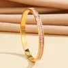 Charmant Bracelet Femme En Acier Inoxydable Plaqué Or Jaune Bling CZTennis Bracelets Bracelets pour Filles Femmes Agréable pour Fête De Mariage