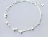 Anklets 100% verkliga. 925 Sterling Silver Jewelry Två lager Multirows Lucky Beads Star Anklet Armband CS0758