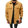 Camisas casuales para hombres Hombres Camisa con botones Chaqueta Retro Textura Color Sólido Solapa Otoño Invierno Largo para Guapo