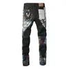 Burple Brand Men Geans Fashion 2024 Purple Jeans Mens Slim 1: 1 Fall Winter Pants Pants Highted Duty Ageed Pants