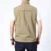 Printemps et automne hommes en plein air Multi sac sport photographie gilet décontracté taille ample cheval veste manteau