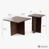 Vierkant gecanneleerde nesting salontafel - laag profiel 2-delige vierkante salontafelset - woonkamermeubilair - modern huisdecor - massief eiken onderstel (walnoot)