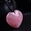 Pendant Necklaces Fashion Healing Magic Wand Natural Pink Crystal Necklace Heart Gem Jade