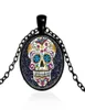 Pendentif Colliers Mexicain Sucre Crâne Jour Des Morts Collier Chaîne Noire Squelette Verre Bijoux Classique XL15265710289443624