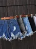 Jeans retro y2k hög midja burr tassel manschetter sommar denim shorts kvinnor avslappnad rippad hål frans korta koreanska byxor